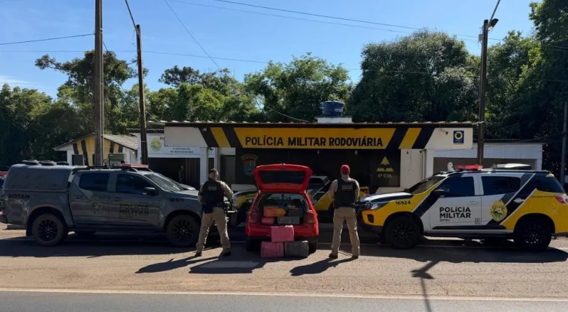 Carro carregado com 182 kg de maconha é apreendido durante operação conjunta na PR-483