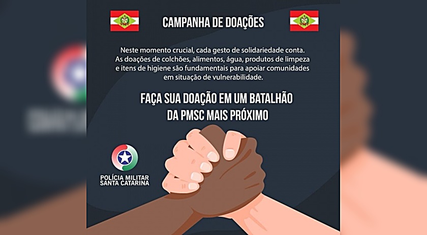 Polícia Militar realiza campanha para arrecadar donativos que serão repassados as cidades atingidas pelas fortes chuvas