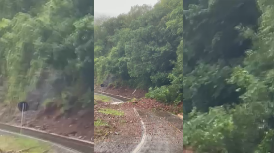 Fortes chuvas bloqueiam estrada em Siqueira Bello