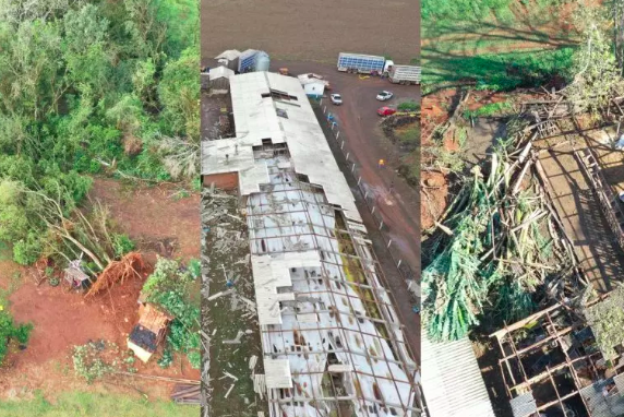 Imagens aéreas mostram estragos após tornado em cidade de SC
