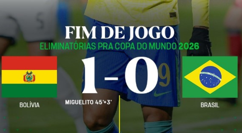 Brasil sucumbe à altitude e é derrotado pela Bolívia