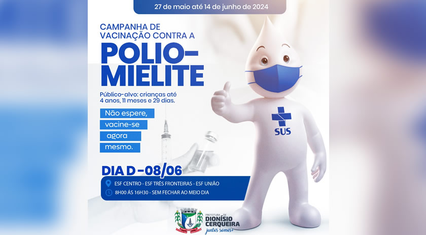 Campanha de vacinação contra poliomielite inicia nesta segunda (27)
