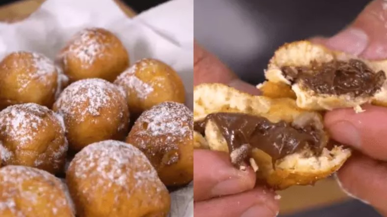Bolinho de chuva com bombom inteiro dentro: massa da vovó com recheio irresistível