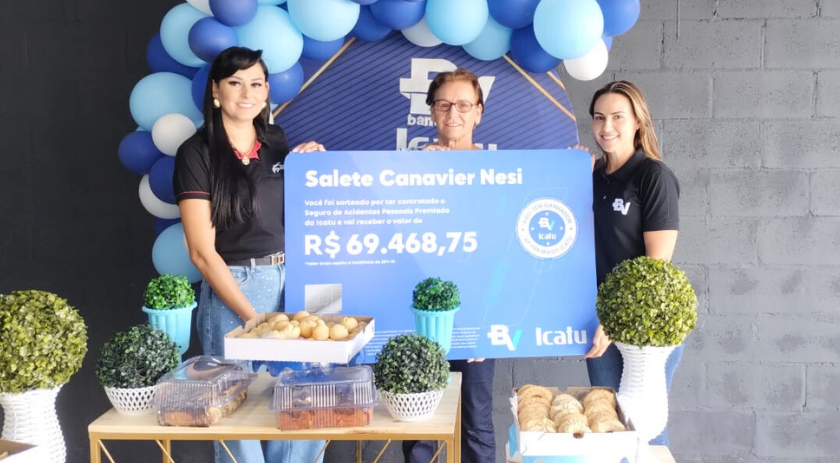 Salete Canavier Nesi, é contemplada com o seguro do banco BV em parceria com a Icatu após comprar seu automóvel na PDL Multimarcas