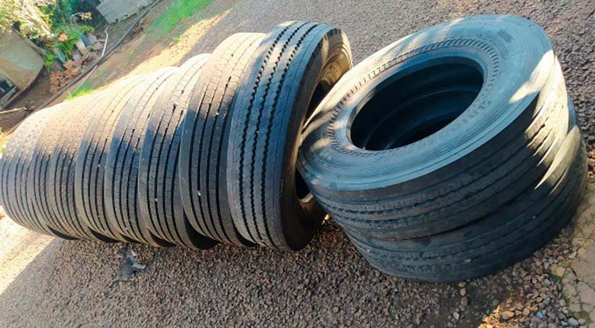 PMRv apreende 14 pneus em Descanso contrabandeados do Paraguai