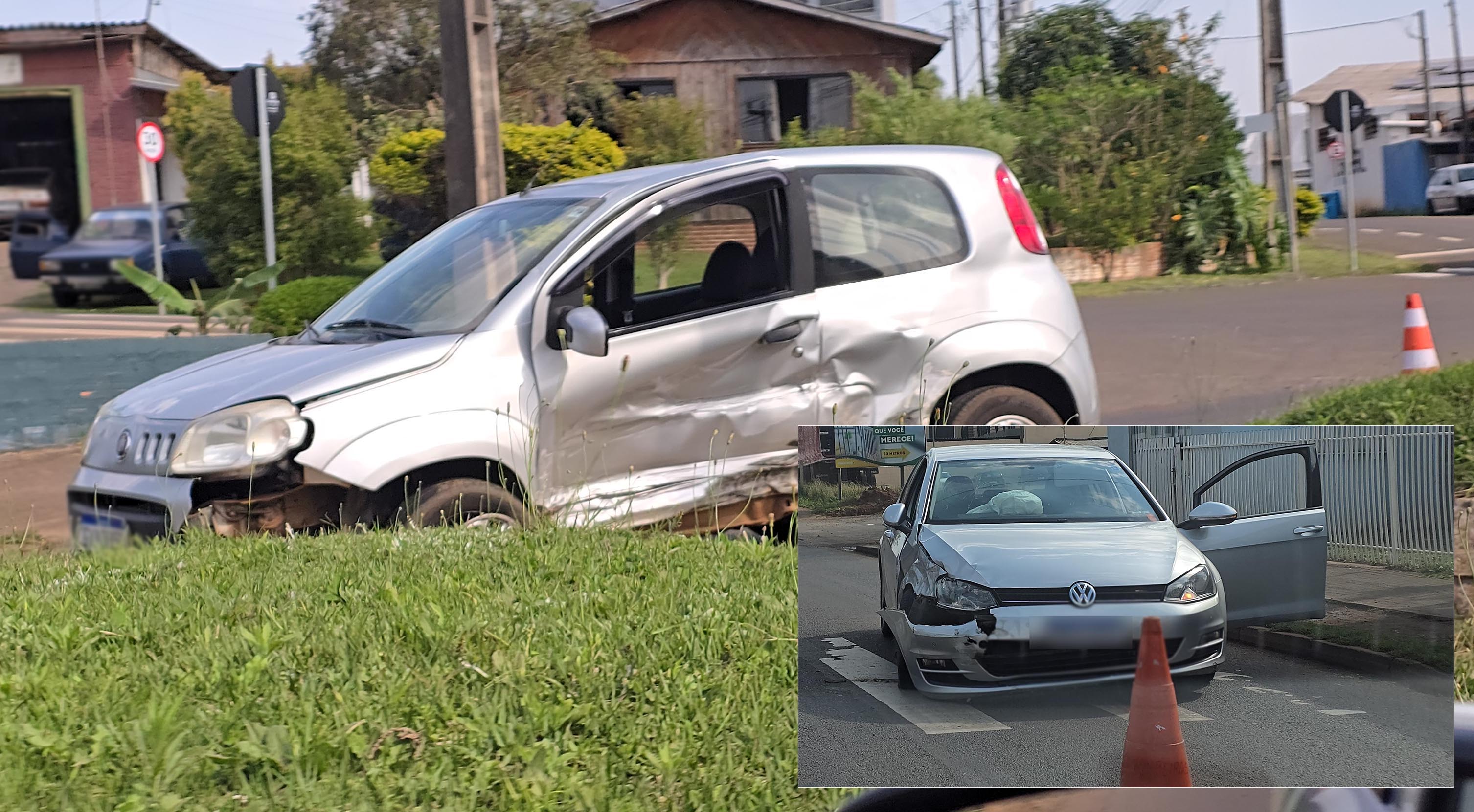 Acidente entre veículos deixa trânsito em meia pista
