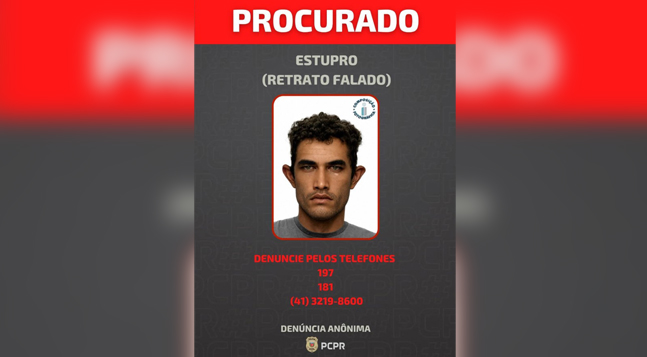 PCPR divulga retrato falado de suspeito de estupro e furto contra jovem