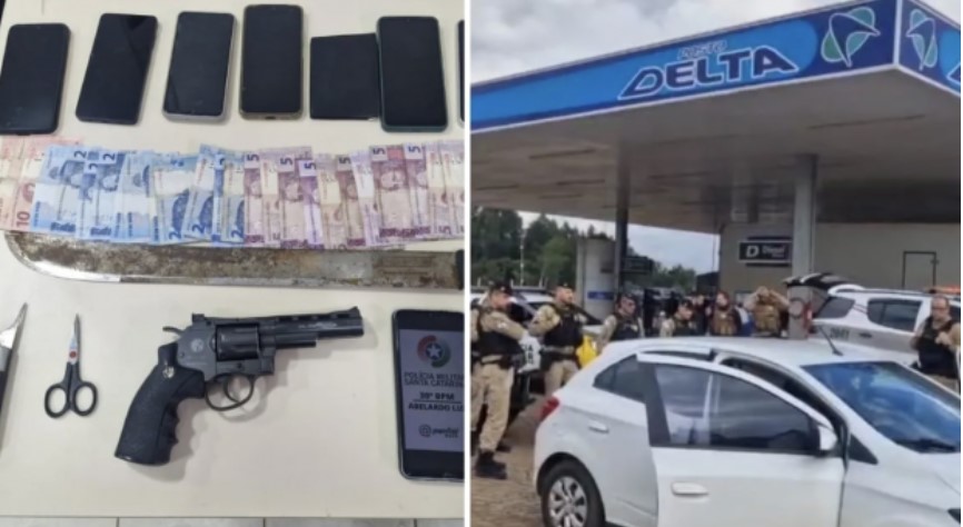 Suspeitos de roubar e amarrar taxista em árvore são presos após cerco entre SC e PR