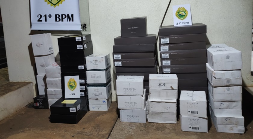 PM apreende 370 garrafas de vinhos descaminhados da Argentina