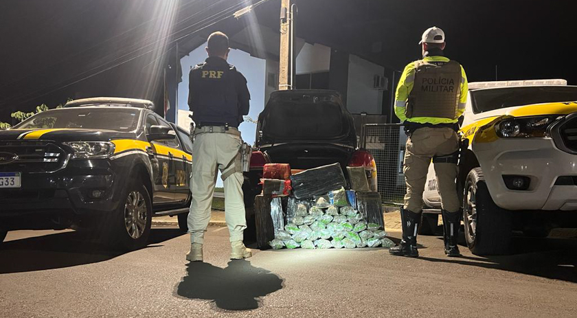 Policiais apreendem aproximadamente 100 kg de maconha na BR-282