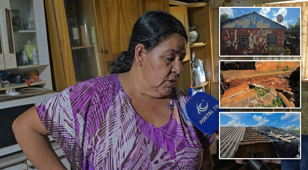 Temporal arranca parte do telhado de casa e moradora pede ajuda da população