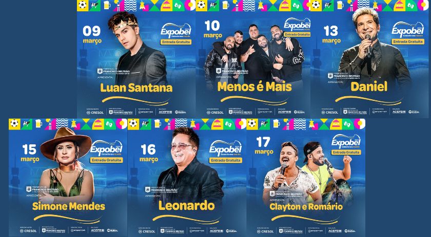 Expobel 2024 já tem seis shows nacionais confirmados