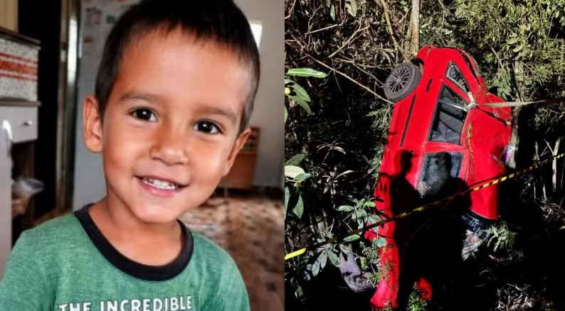 Menino de 7 anos morre após carro sair da pista e bater contra árvore