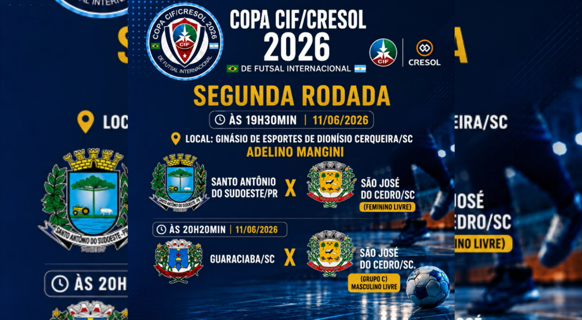 Copa CIF/Cresol de Futsal Internacional 2026 segue com segunda rodada nesta quinta-feira