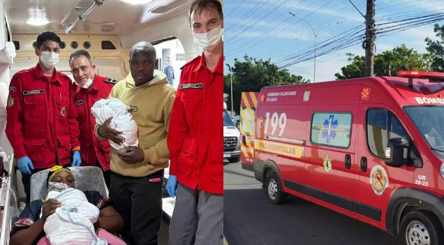 Gêmeos nascem em ambulância durante parto emergencial e mobilizam bombeiros em SC