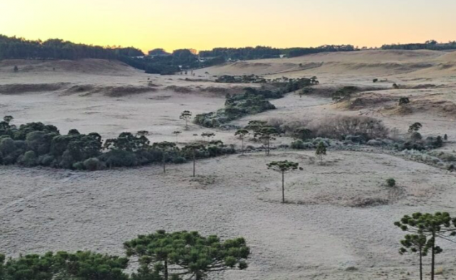 SC enfrenta mais um dia de onda de frio com geada e termômetros em -7°C