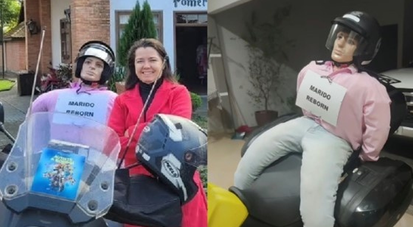 Mulher percorre mais de 2 mil km de moto com ‘marido reborn’ e viraliza nas redes