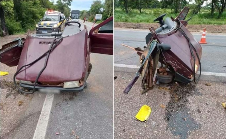 Duas crianças morrem e carro é partido ao meio após motorista desviar de tamanduá em rodovia