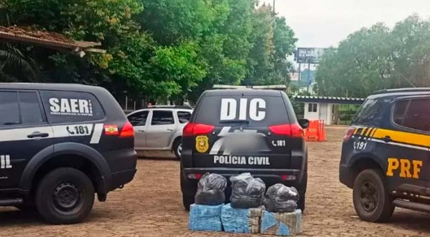 Polícia Civil e PRF apreendem 70 kg maconha