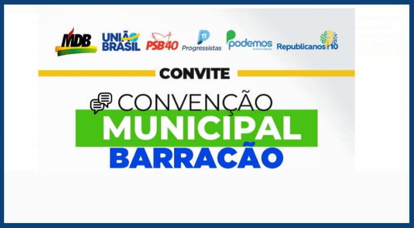 Partidos MDB, PP, PSB, União, Podemos e Republicanos convocam a todos para convenção partidária