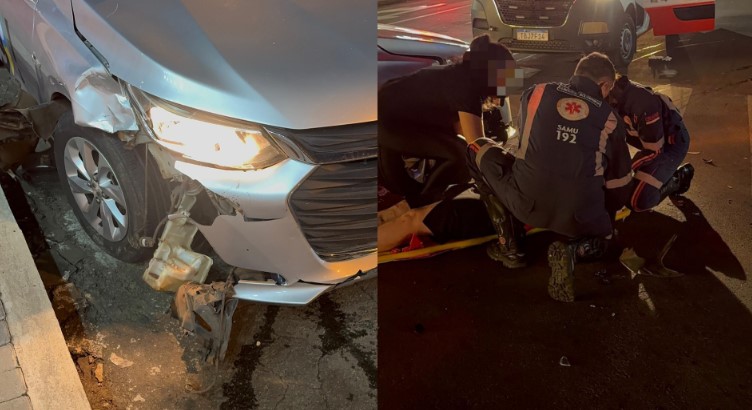 Colisão entre carro e moto deixa duas mulheres feridas no centro