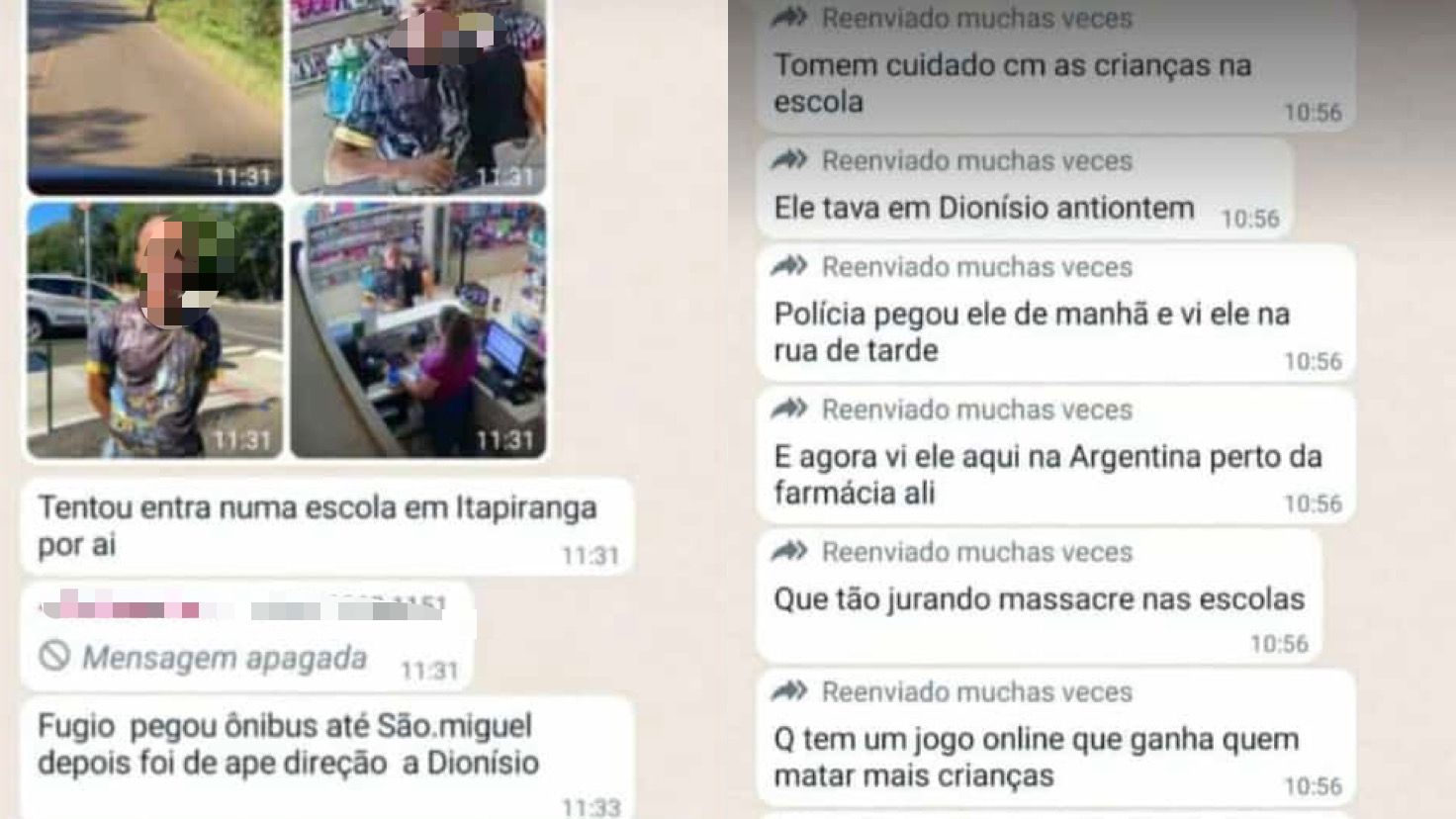 Imagens que circulam nas redes sociais sobre homem que supostamente estaria vinculado aos ataques escolares é notícia falsa
