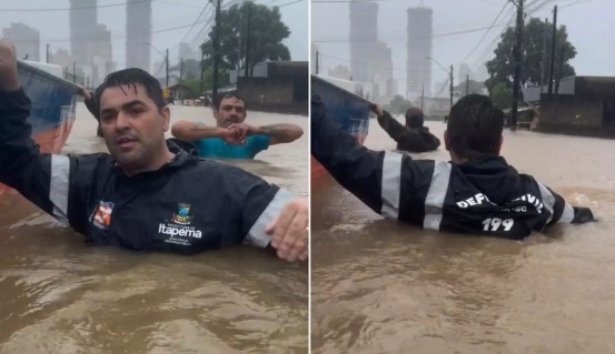“Água quase no pescoço”: Prefeito de Itapema pede ajuda para resgate de pessoas