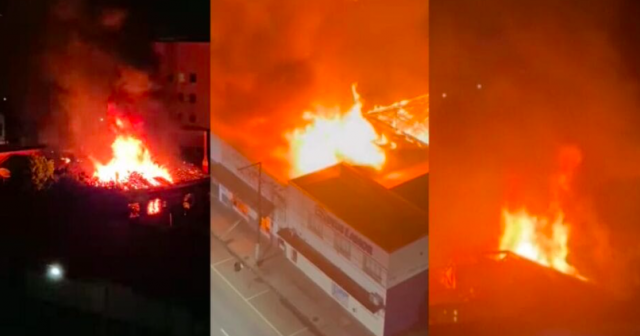 Incêndio de grandes proporções atinge igreja e restaurante no Oeste de SC