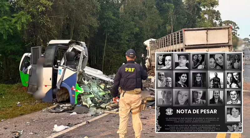 Prefeitura divulga fotos e nomes das vítimas de acidente que deixou 23 mortos no Paraná