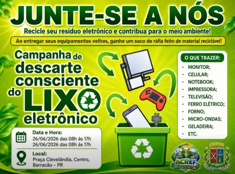 Município realiza campanha de coleta de lixo eletrônico nesta sexta-feira