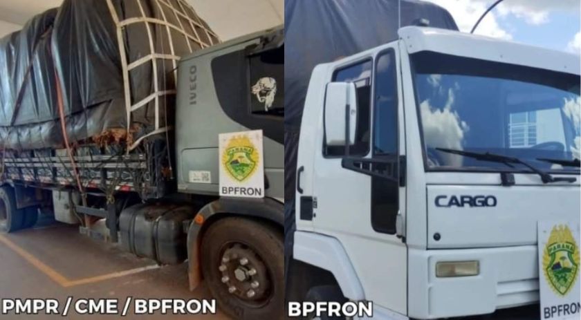 BPFRON realiza apreensão de dois caminhões carregados de fumo