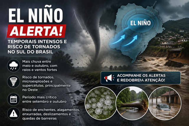 El Niño deve intensificar temporais e elevar risco de eventos extremos no Sul do Brasil