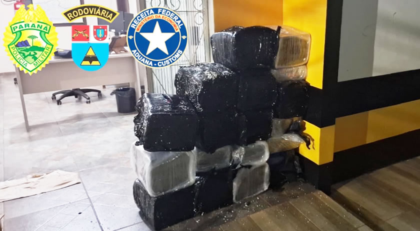 Van com carga de eletrônicos escondia mais de 300 quilos de maconha na PR-182