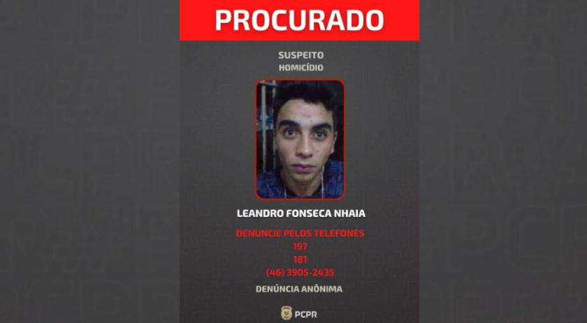 Procurado suspeito de homicídio tem foto divulgada pela Polícia Civil