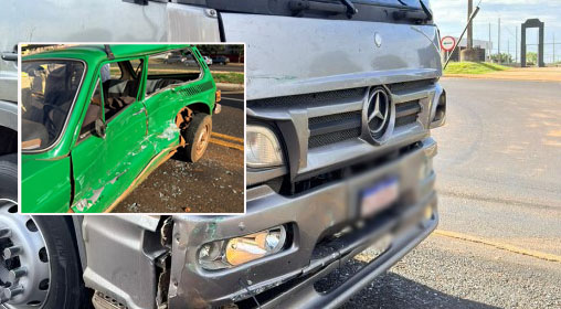 Caminhão de São José do Cedro se envolve em acidente com Brasília na BR-158