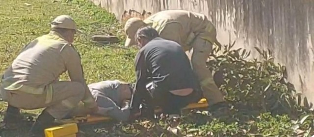 Homem de 69 anos sofre queda durante poda de árvore