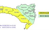 Defesa Civil alerta para temporais entre domingo e segunda-feira em SC