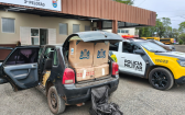 Motorista foge da PM, bate veículo e é preso com 400 pacotes de cigarros contrabandeados