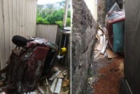 Carro atravessa casa e quase atinge moradores que dormiam no local