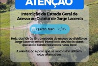 Estrada de acesso a Jorge Lacerda terá interdição temporária para obras de asfaltamento