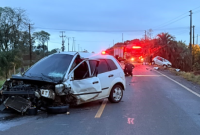 Mulher morre e outras três ficam feridas em acidente na SC-480 em Bom Jesus do Oeste