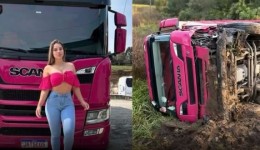 Caminhoneira influenciadora se envolve em acidente na BR-116
