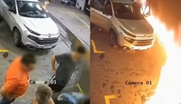 Homem é detido após atear fogo em combustível derramado em chão de posto