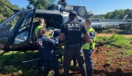 Helicóptero da Polícia Civil é acionado para socorrer vítimas de acidente entre motocicletas