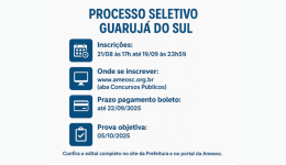 Inscrições abertas para processo seletivo
