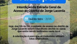 Estrada de acesso a Jorge Lacerda terá interdição temporária para obras de asfaltamento