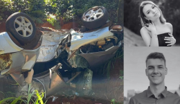 Casal de noivos morre após carro sair da pista e capotar em ribanceira
