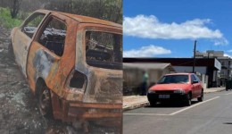 Carro furtado durante missa em março é encontrado incendiado