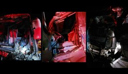 Colisão entre ônibus e carreta mobiliza bombeiros de SC e RS e deixa feridos na BR-480