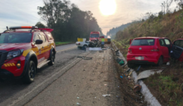 Casal morre em grave acidente entre carros de passeio na BR-470